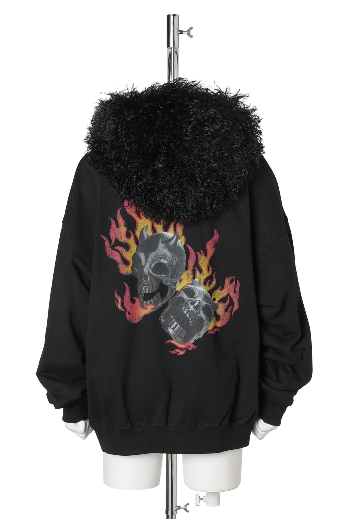 TC TWO FACE FUR HOODED ZIP-UP / BLACK
