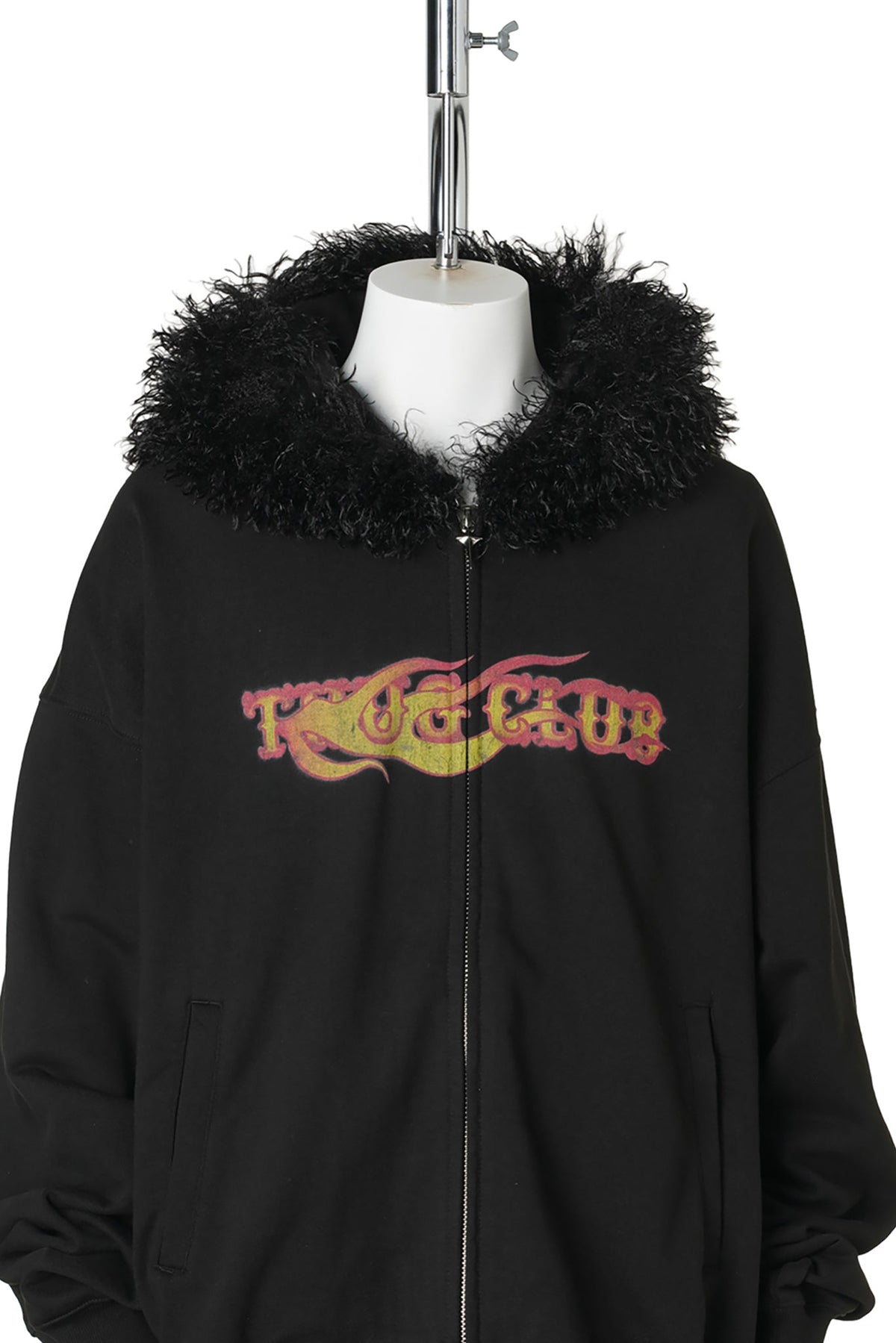 TC TWO FACE FUR HOODED ZIP-UP / BLACK
