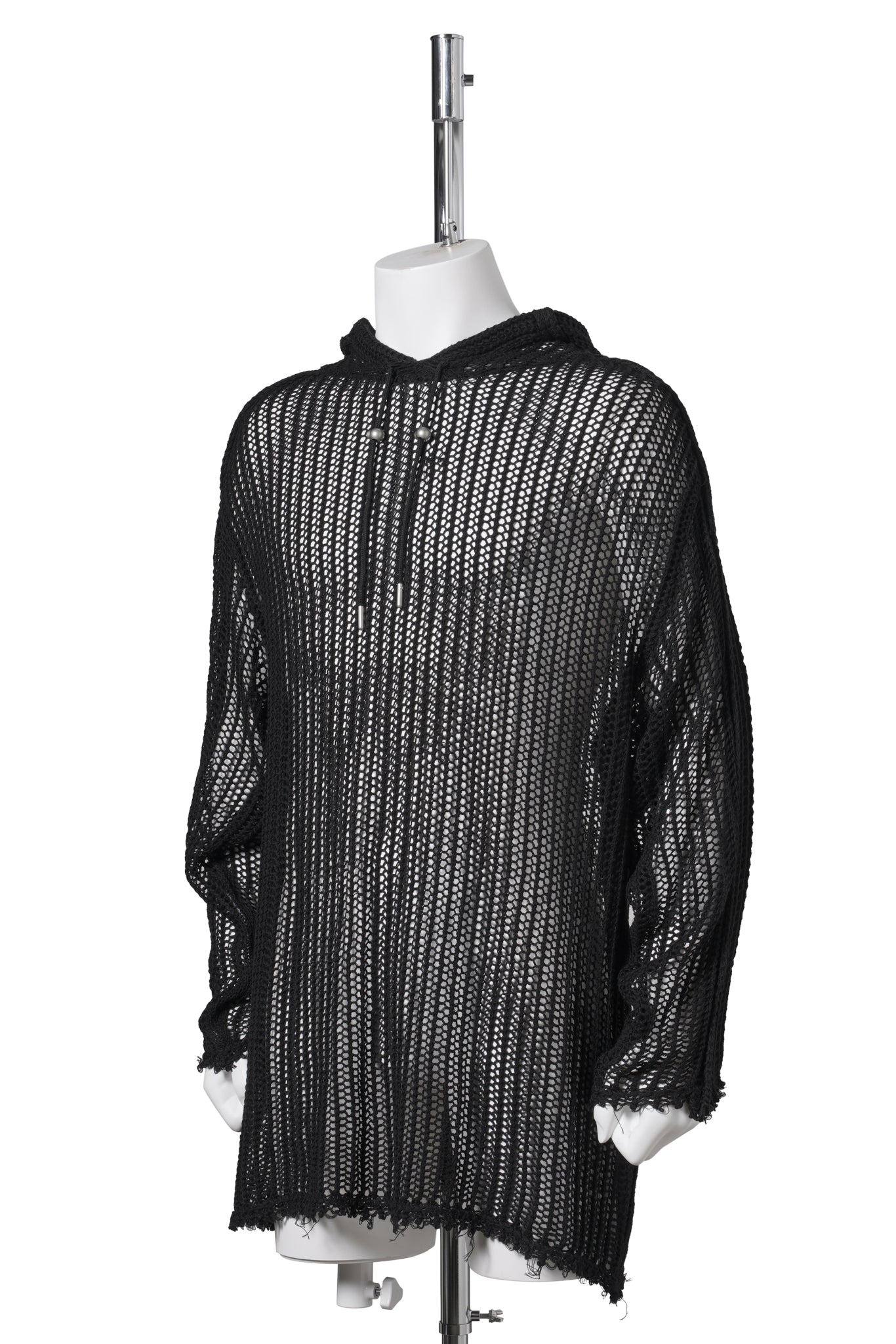 TC LINE MESH KNIT HOODIE / BLACK