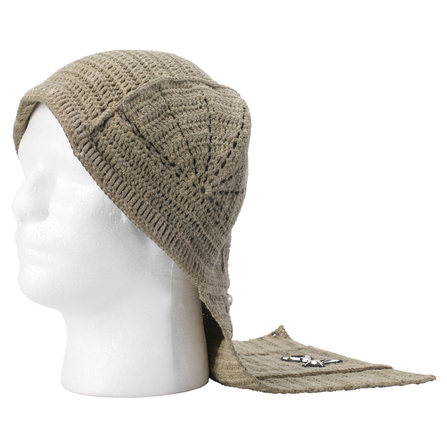 TC DESTROYED CROCHET TAIL HAT / BEIGE