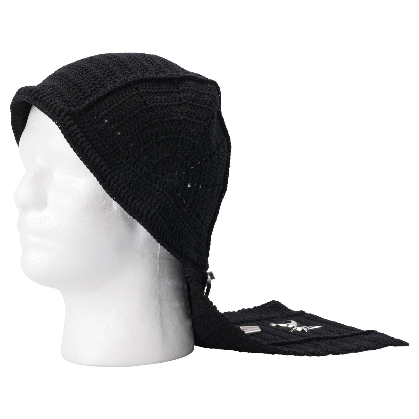 TC DESTROYED CROCHET TAIL HAT / BLACK