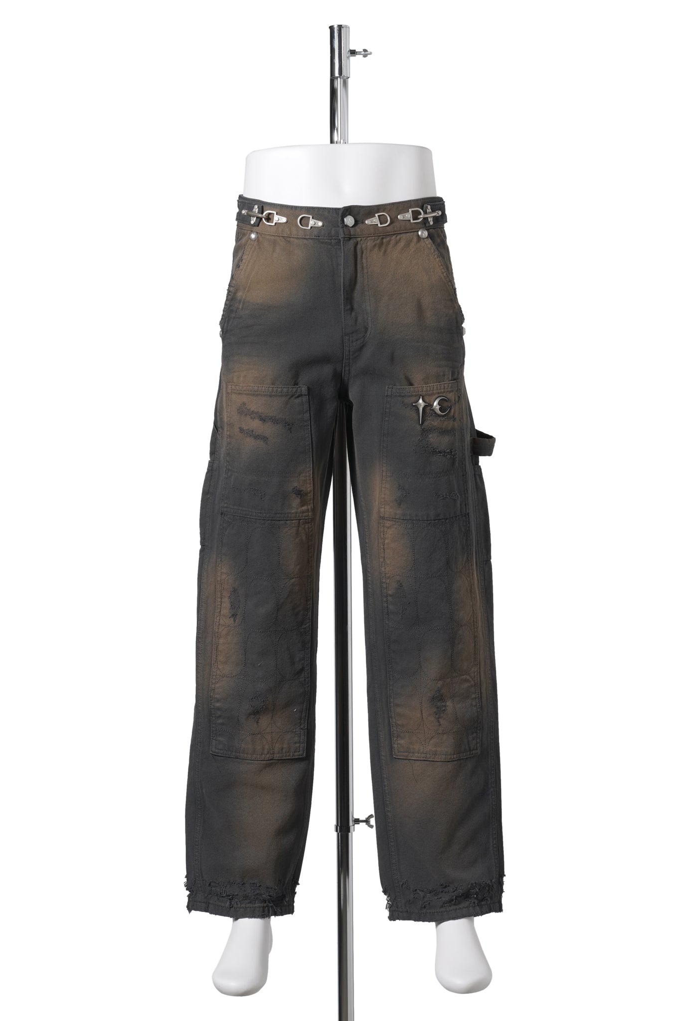 TC TWO TONE WASHED PANTS / RUST BLACK