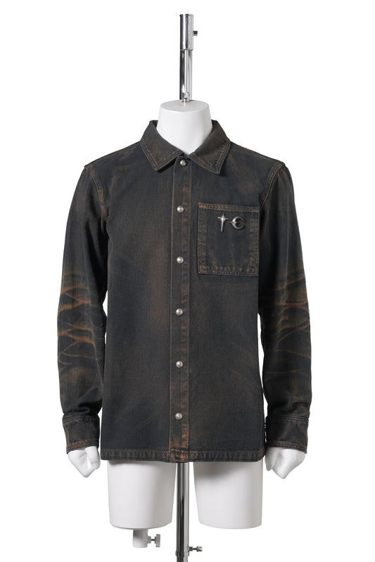 TC TWO TONE WASHED SHIRT / RUST BLACK