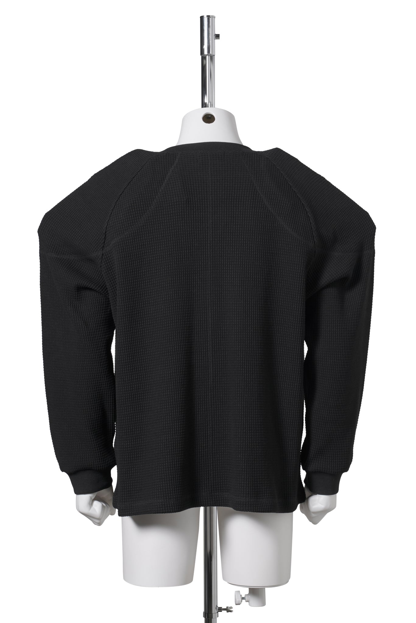 BULK SHOULDER WAFFLE LONG SLEEVE / BLACK