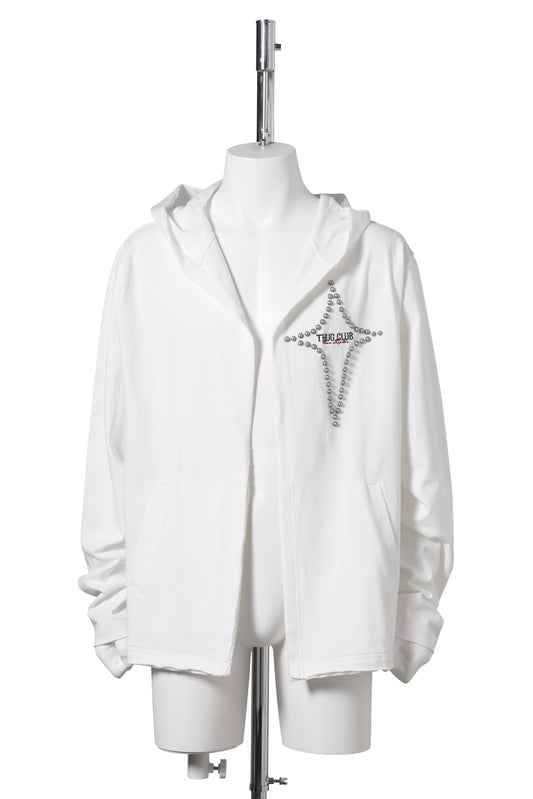 T-STUDDED CUTOUT HOODIE / WHITE