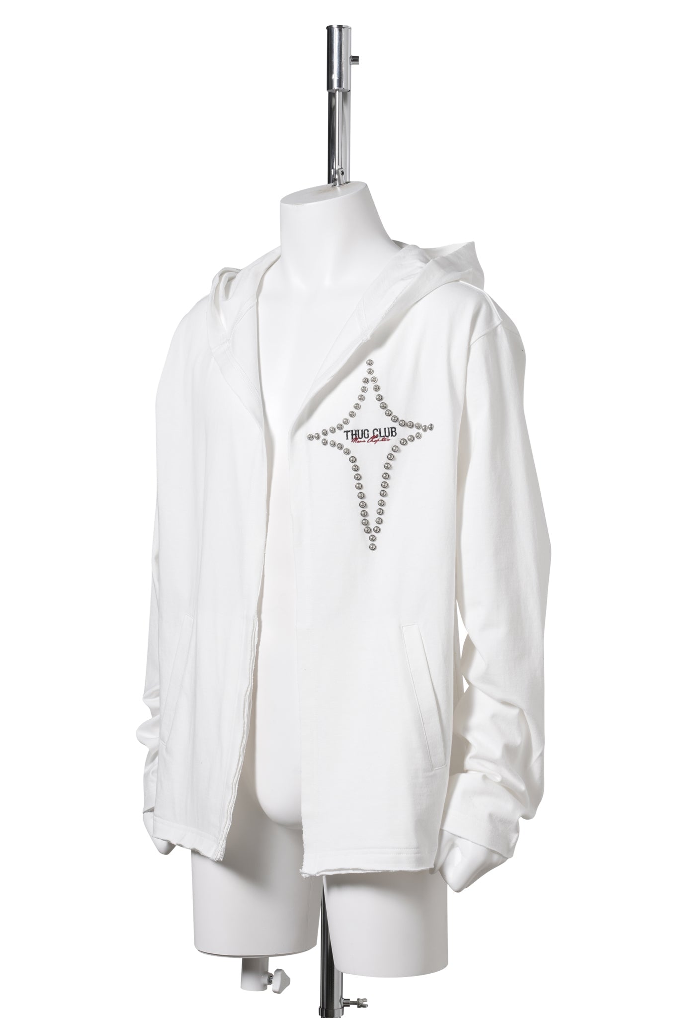 T-STUDDED CUTOUT HOODIE / WHITE