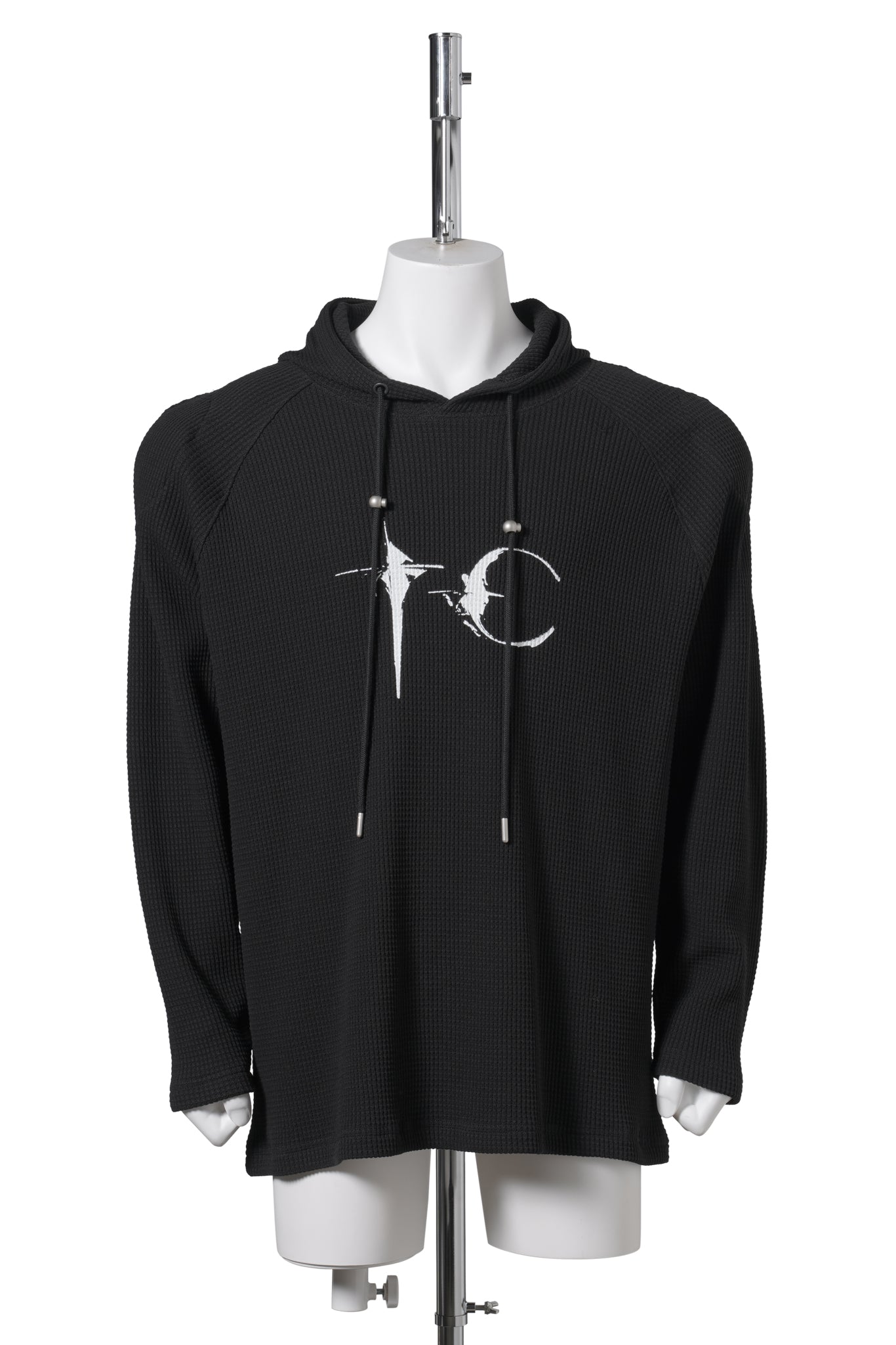 BULK SHOULDER WAFFLE HOODIE / BLACK