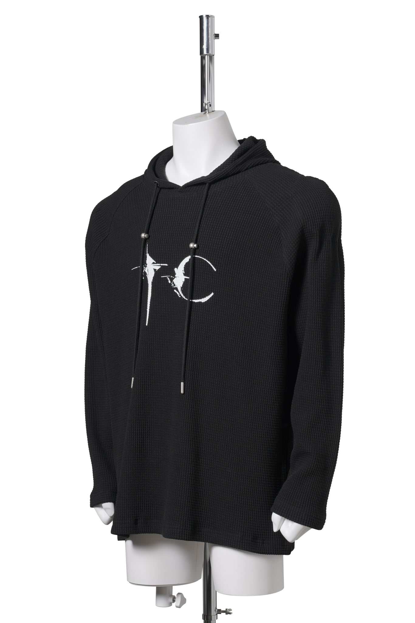 BULK SHOULDER WAFFLE HOODIE / BLACK