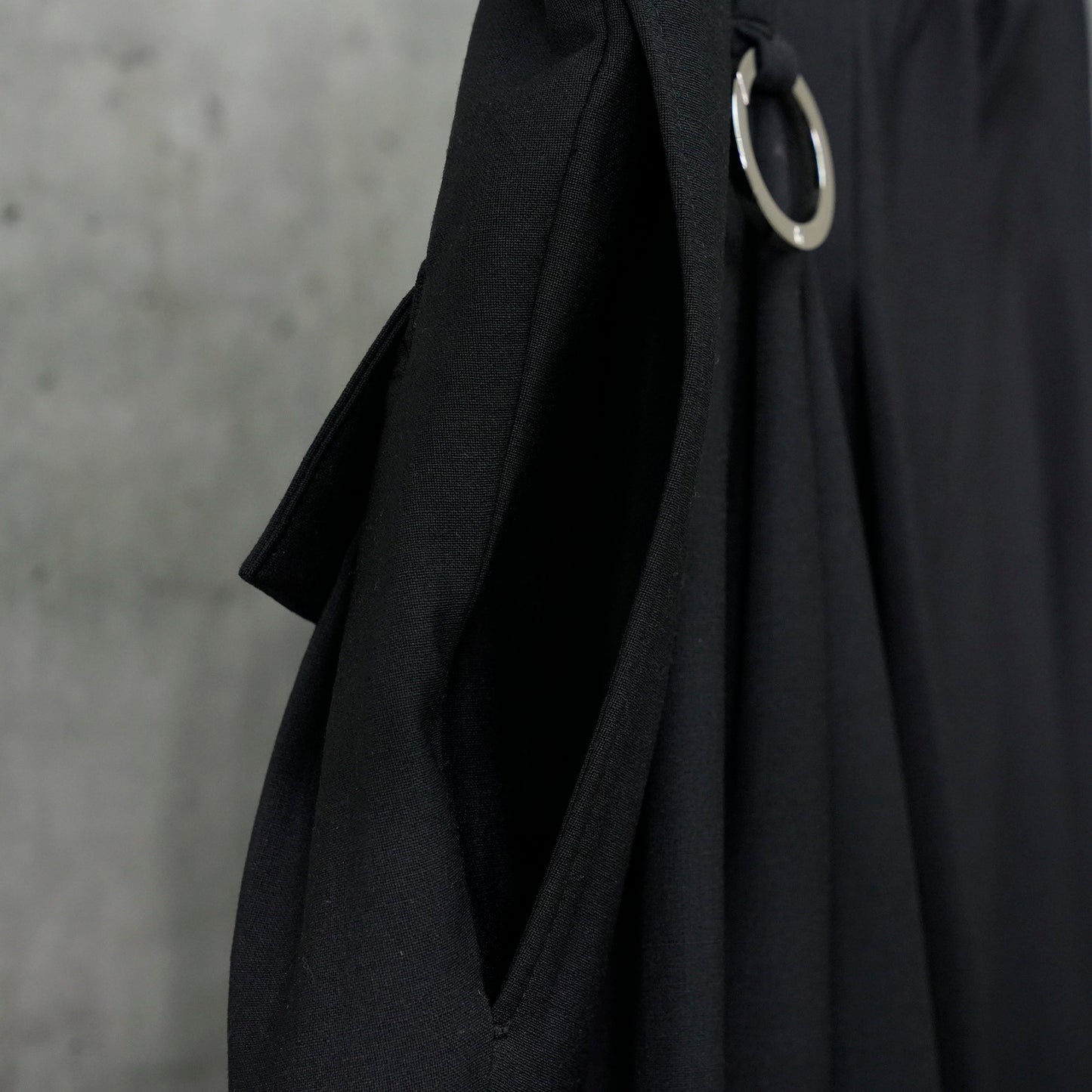 WAIST GATHERED WIDE PANTS / BLACK