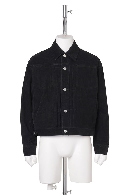 FLOCKED DENIM JACKET / BLACK