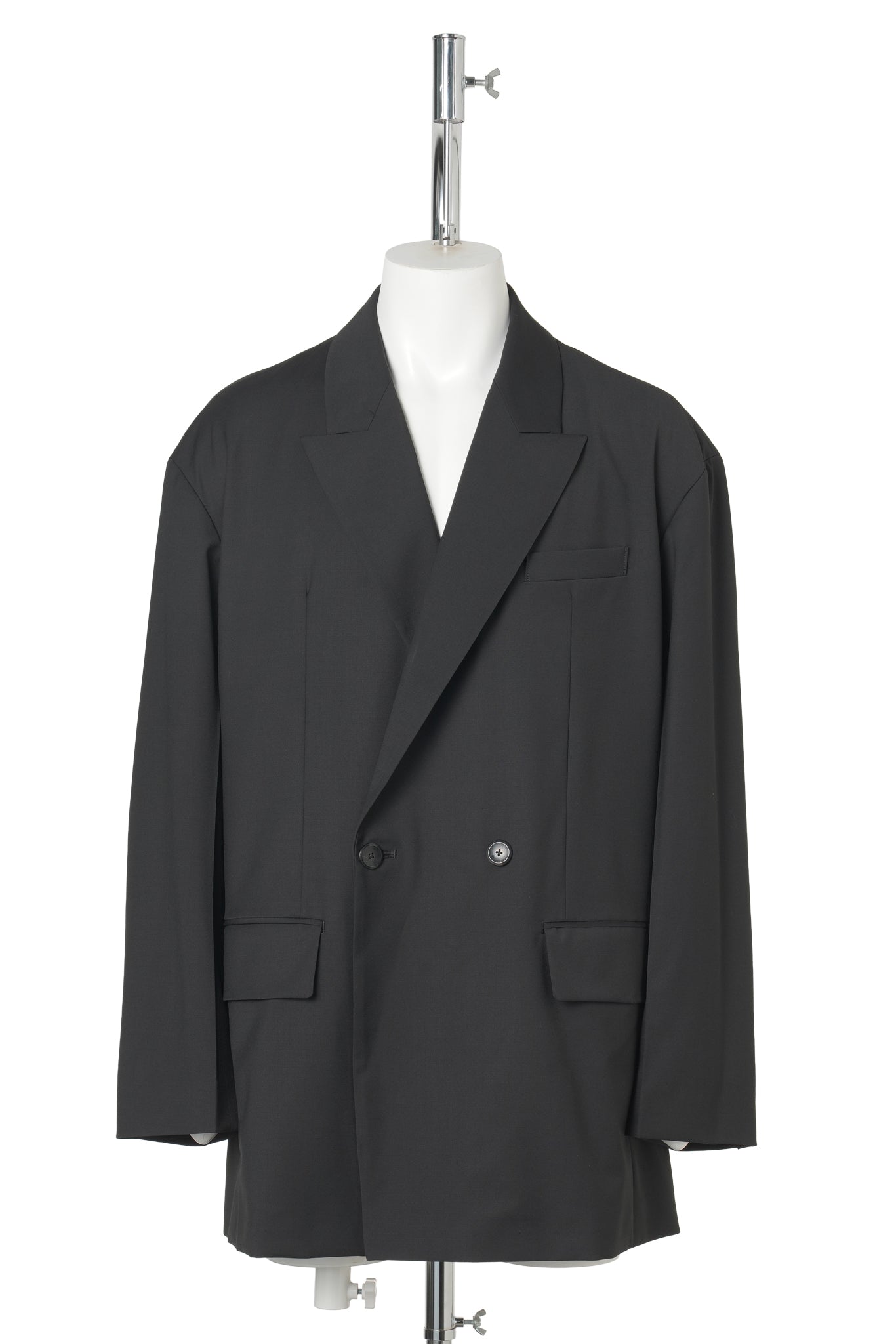 SOFT DROP OVERSIZED DOUBLE BREASTED JACKET / BLACK