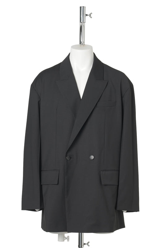 SOFT DROP OVERSIZED DOUBLE BREASTED JACKET / BLACK