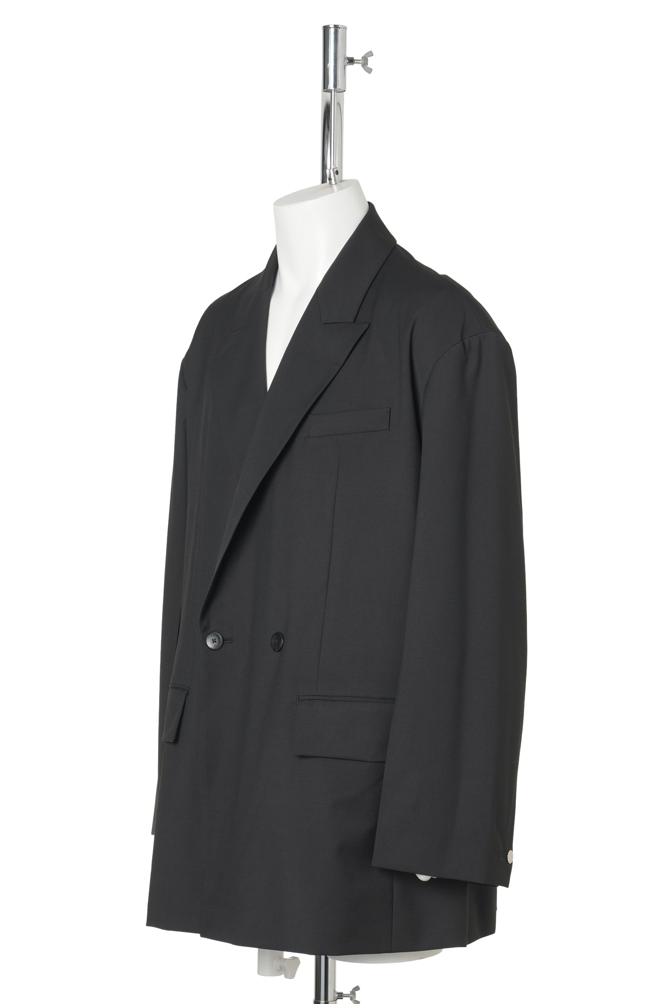 SOFT DROP OVERSIZED DOUBLE BREASTED JACKET / BLACK