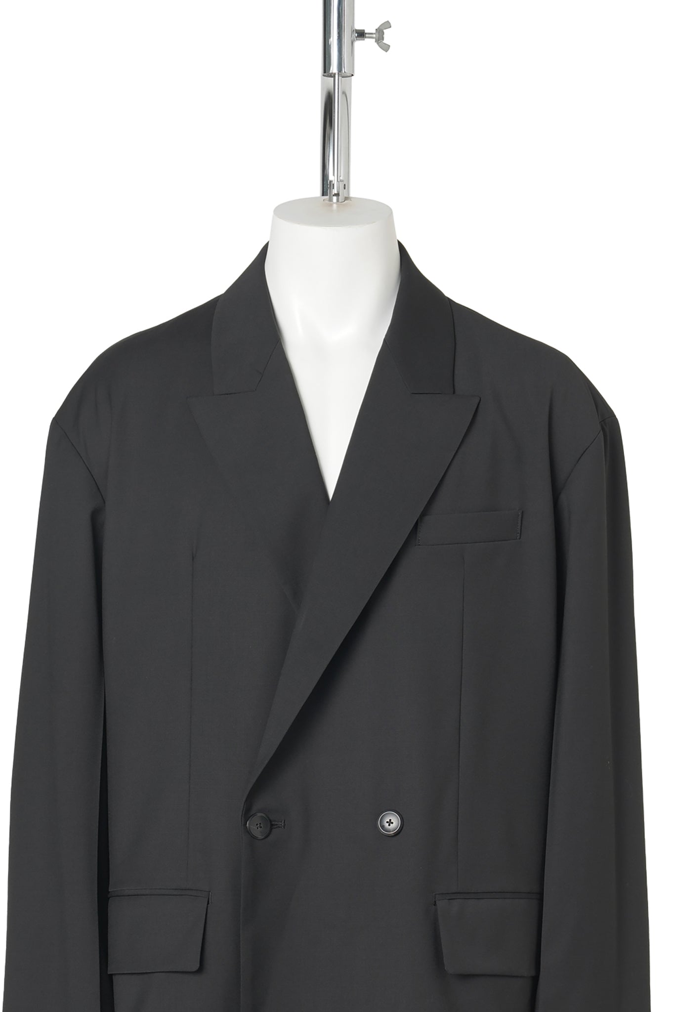 SOFT DROP OVERSIZED DOUBLE BREASTED JACKET / BLACK