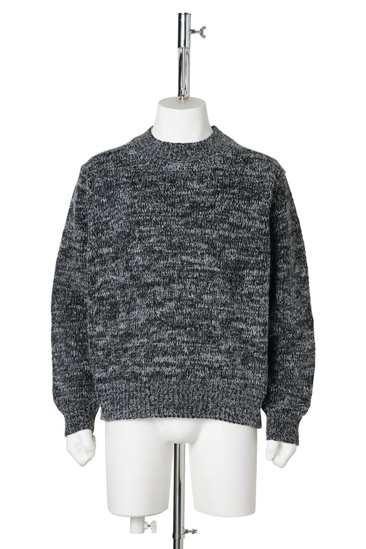 WHITE NEP KNIT PULLOVER / BLACK × WHITE