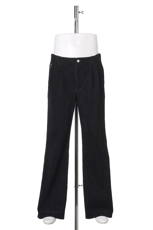 FLOCKED DENIM WIDE TAILORED PANTS / BLACK
