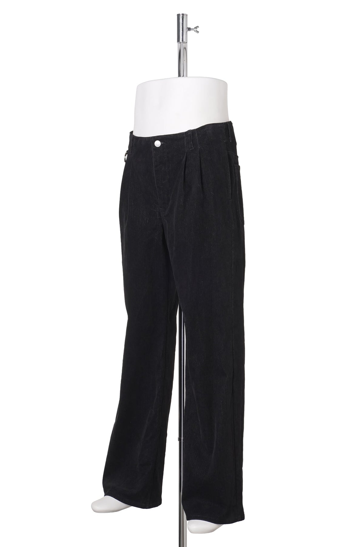 FLOCKED DENIM WIDE TAILORED PANTS / BLACK