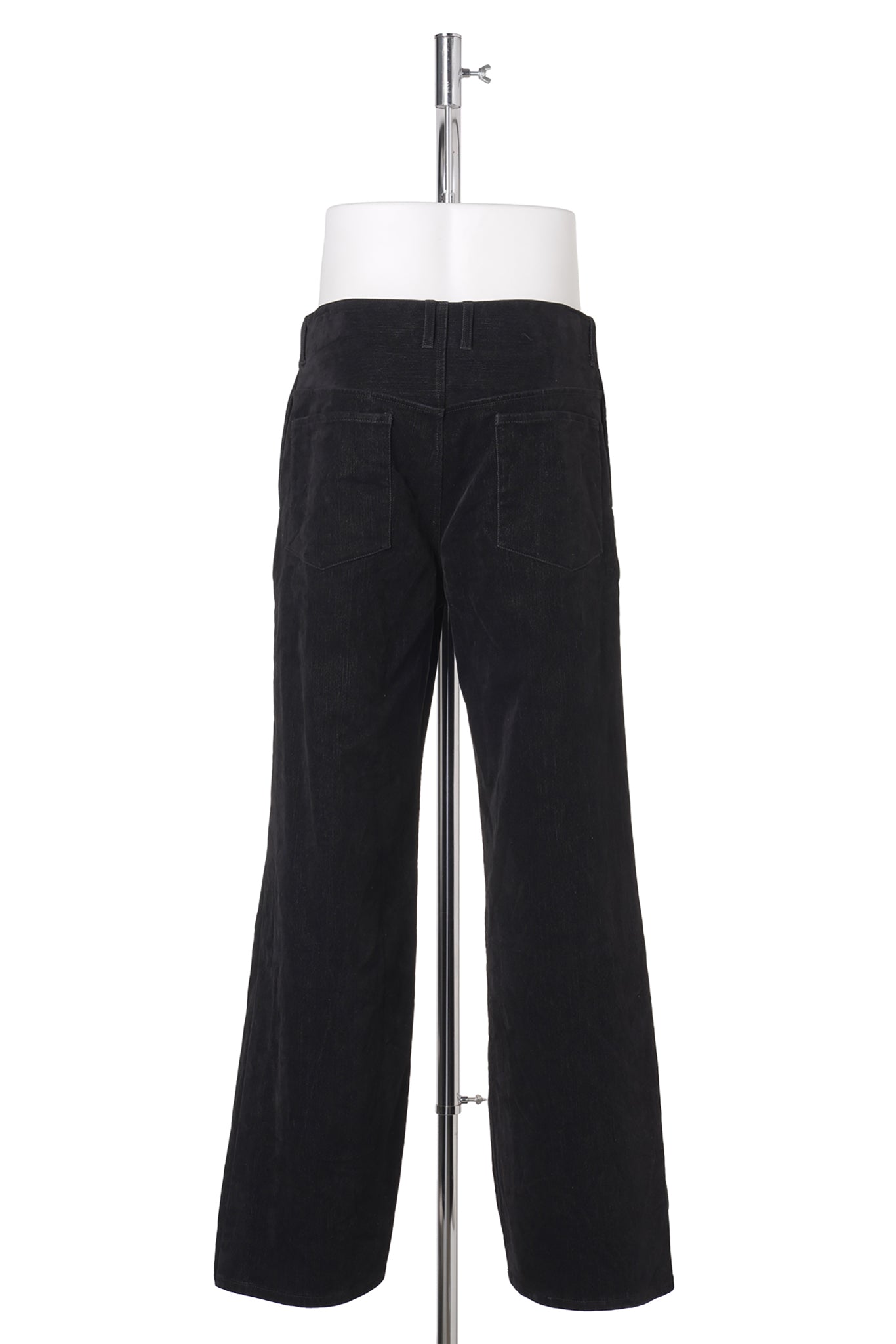 FLOCKED DENIM WIDE TAILORED PANTS / BLACK
