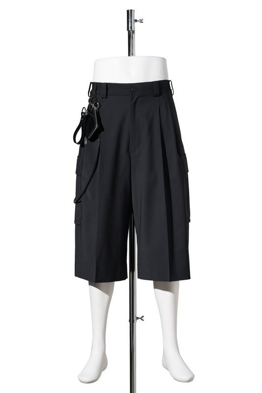 WIDE CARGO SHORTS / BLACK