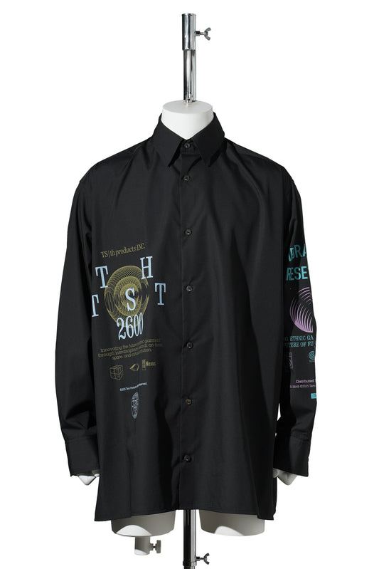 GRAPHIC PRINT OVERSIZED SHIRT / BLACK