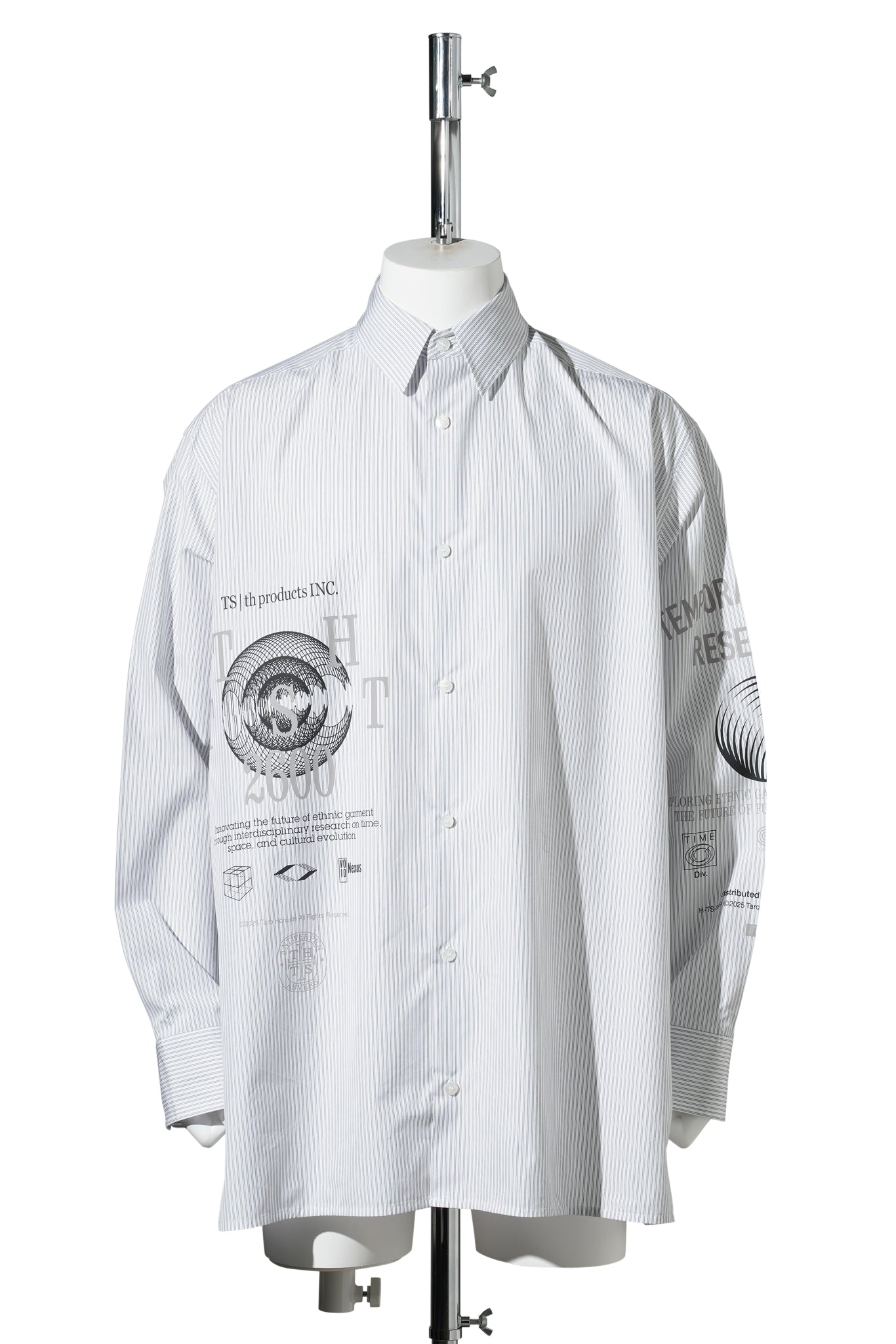 GRAPHIC PRINT OVERSIZED SHIRT / WHITE STRIPE