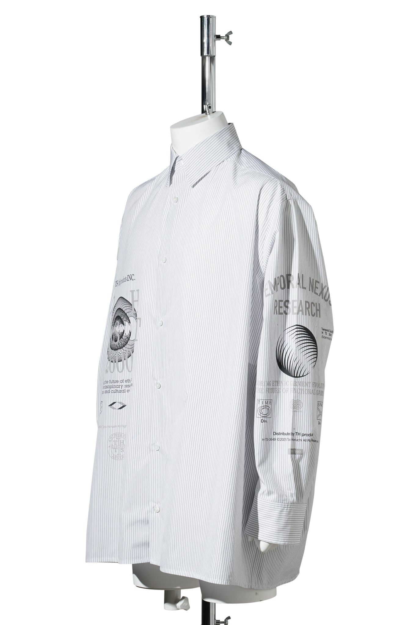 GRAPHIC PRINT OVERSIZED SHIRT / WHITE STRIPE