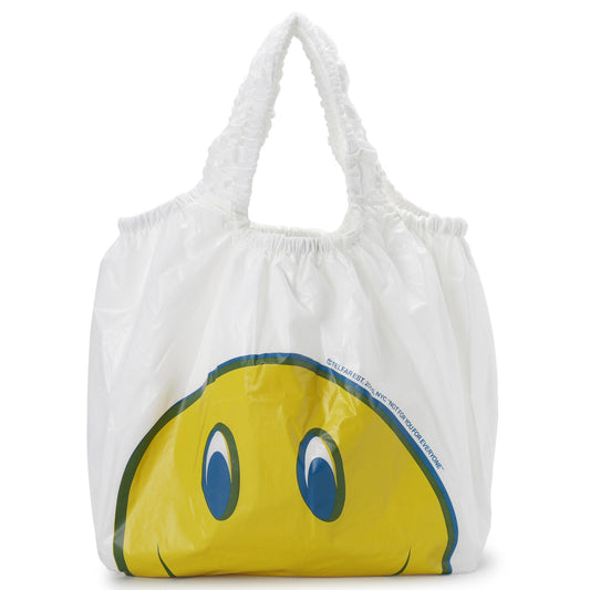 MEDIUM SMILEY FACE PLASTIC BAG / WHITE