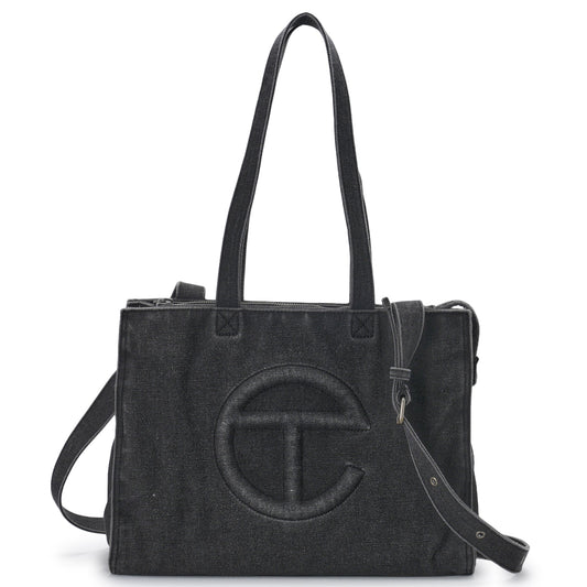 MEDIUM WASHED CANVAS SHOPPER / BLACK