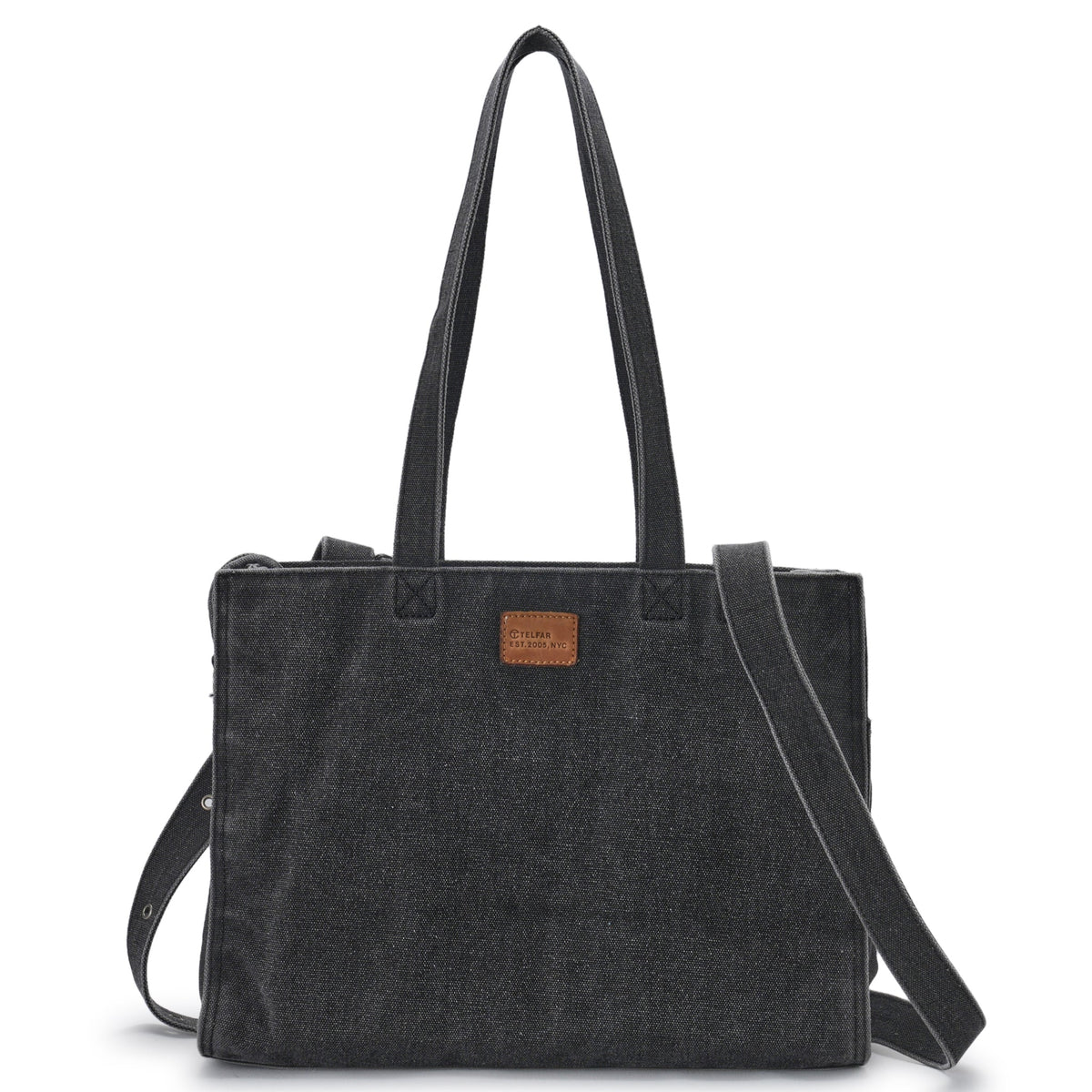 MEDIUM WASHED CANVAS SHOPPER / BLACK
