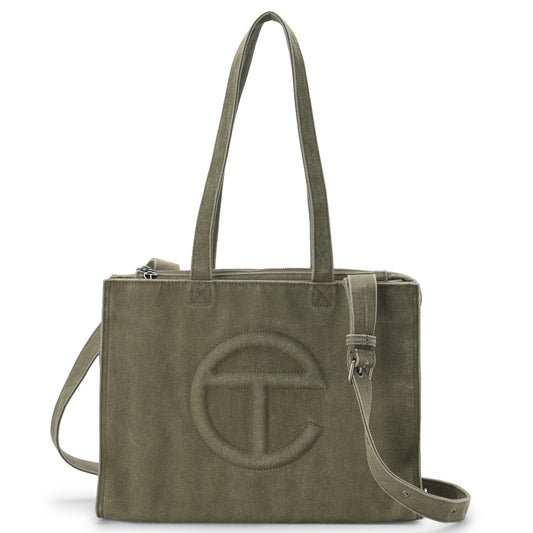 MEDIUM WASHED CANVAS SHOPPER / DRAB