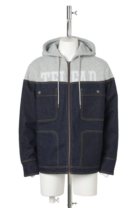 SWEAT JEAN JACKET / BLUE/HEATHER GREY