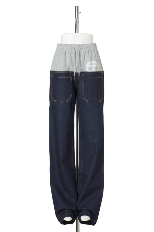 SAGGY SWEAT JEAN / BLUE/HEATHER GREY