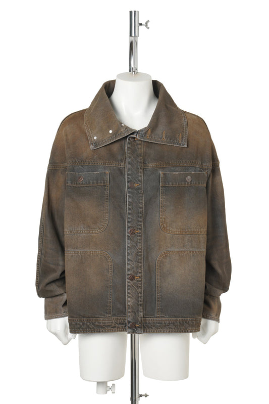 DIRTY HIGH COLLAR JEAN JACKET / BLACK