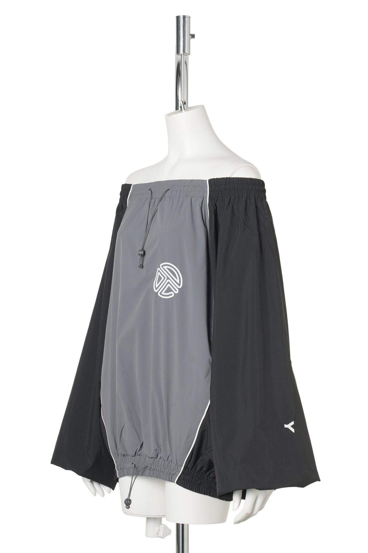 UPSIDE DOWN WINDBREAKER CREWNECK / BLACK/GREY