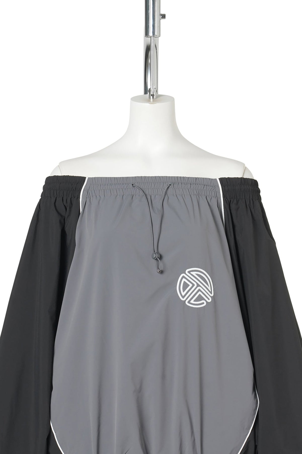 UPSIDE DOWN WINDBREAKER CREWNECK / BLACK/GREY