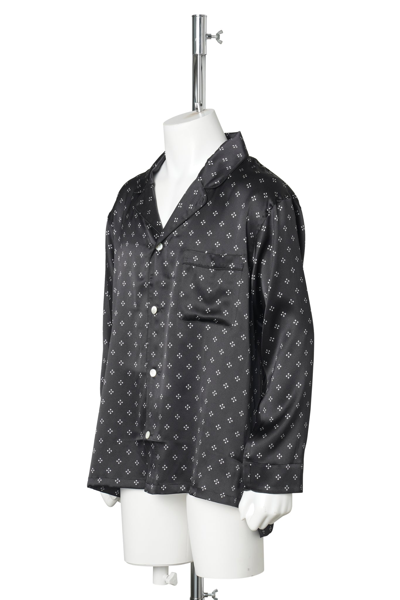 SILK PAJAMAS LONG-SLEEVE / CROSS PATTERN