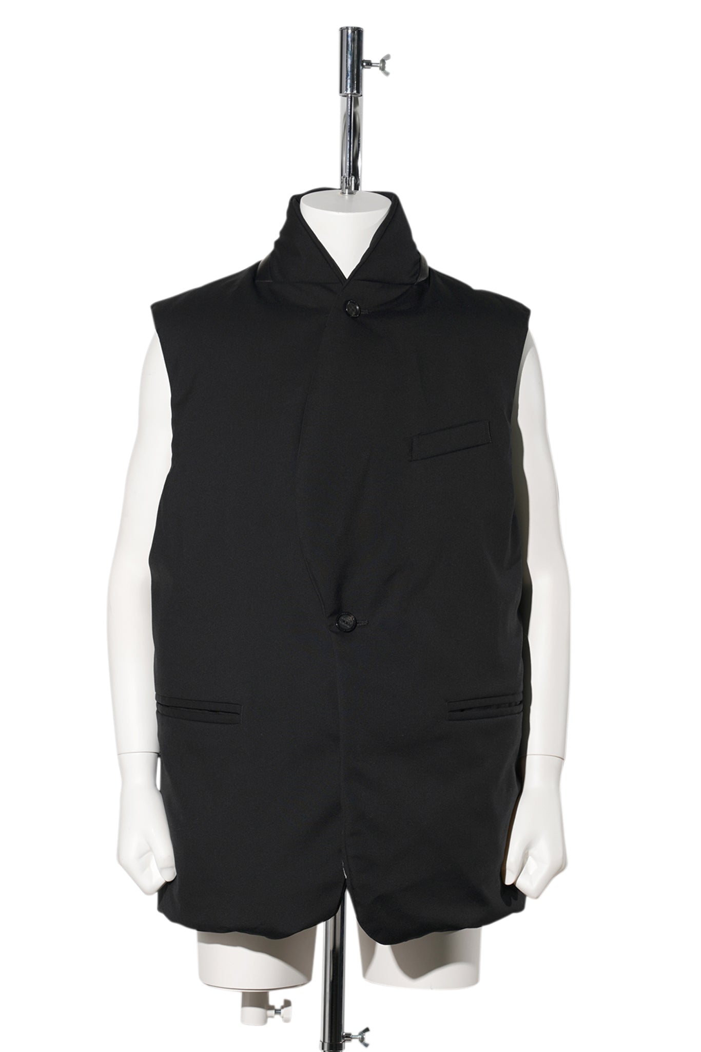 SHAWL COLLAR DOWN VEST / 001:BLACK