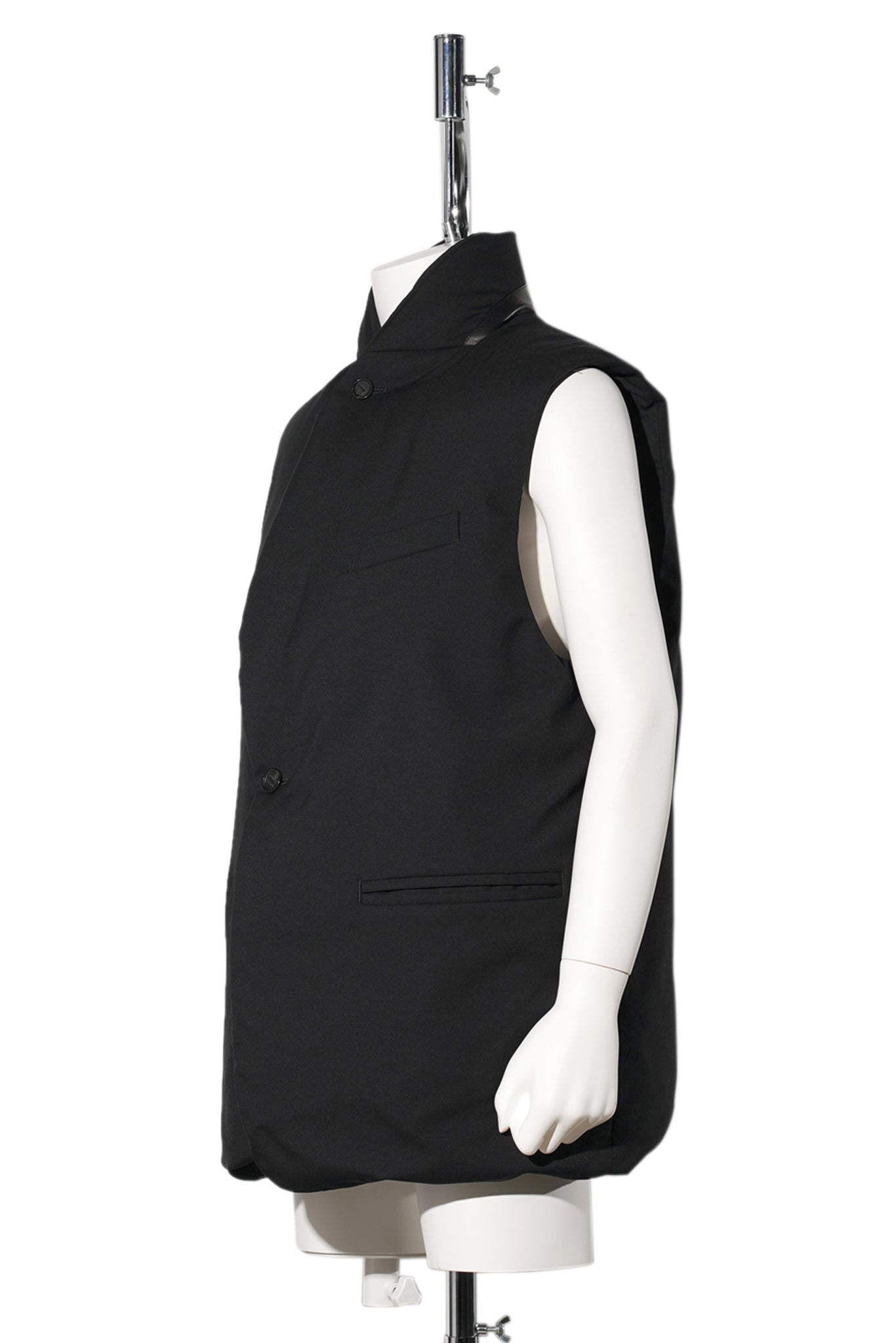 SHAWL COLLAR DOWN VEST / 001:BLACK