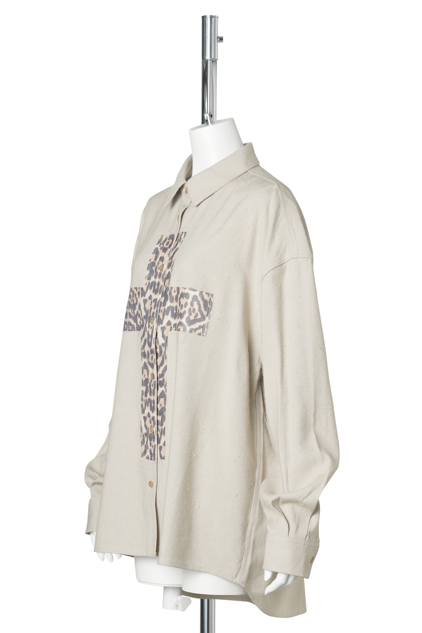 LIGHT KHAKI LEOPARD DECORATIVE LOOSE SHIRT / LIGHT KHAKI
