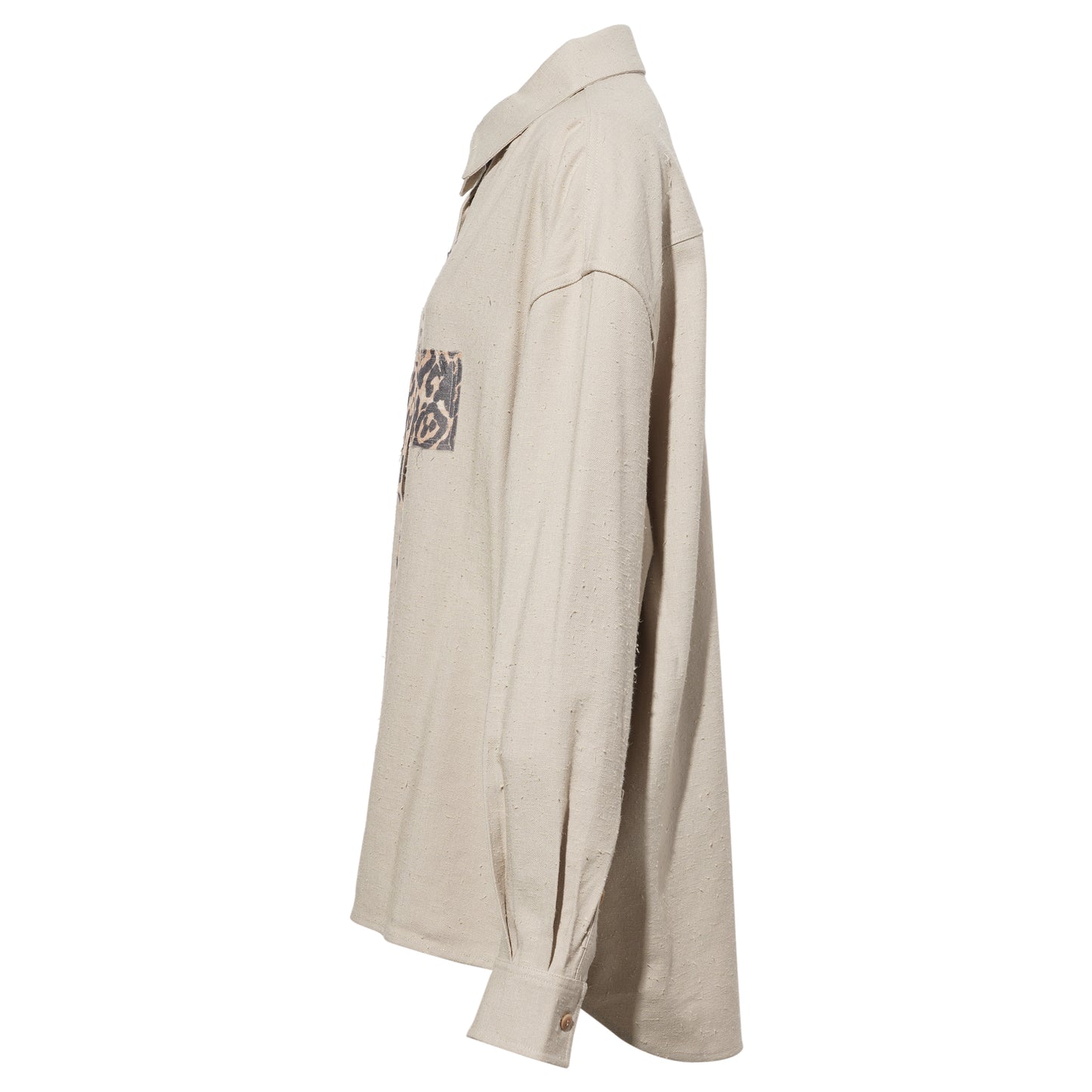 LIGHT KHAKI LEOPARD DECORATIVE LOOSE SHIRT / LIGHT KHAKI