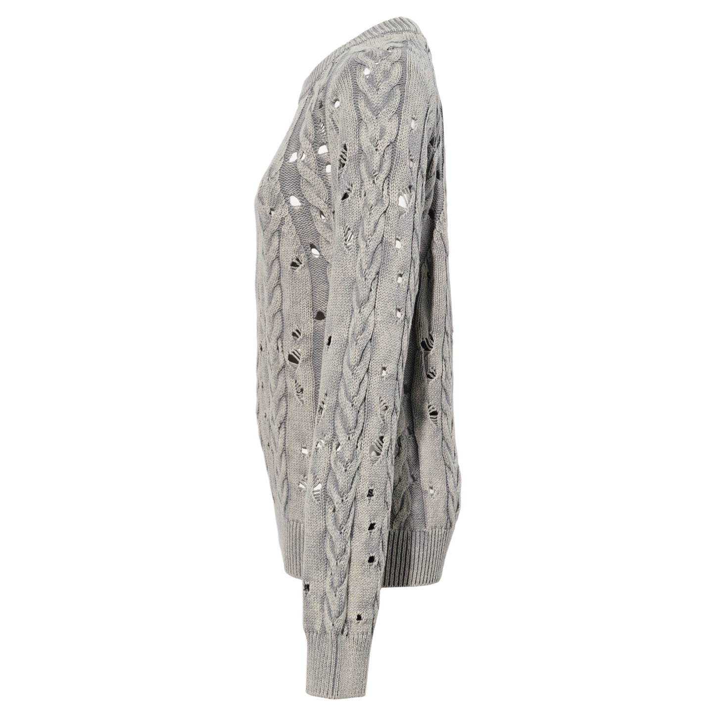 GREY DISTRESSED ROUND NECK SWEATER / GREY