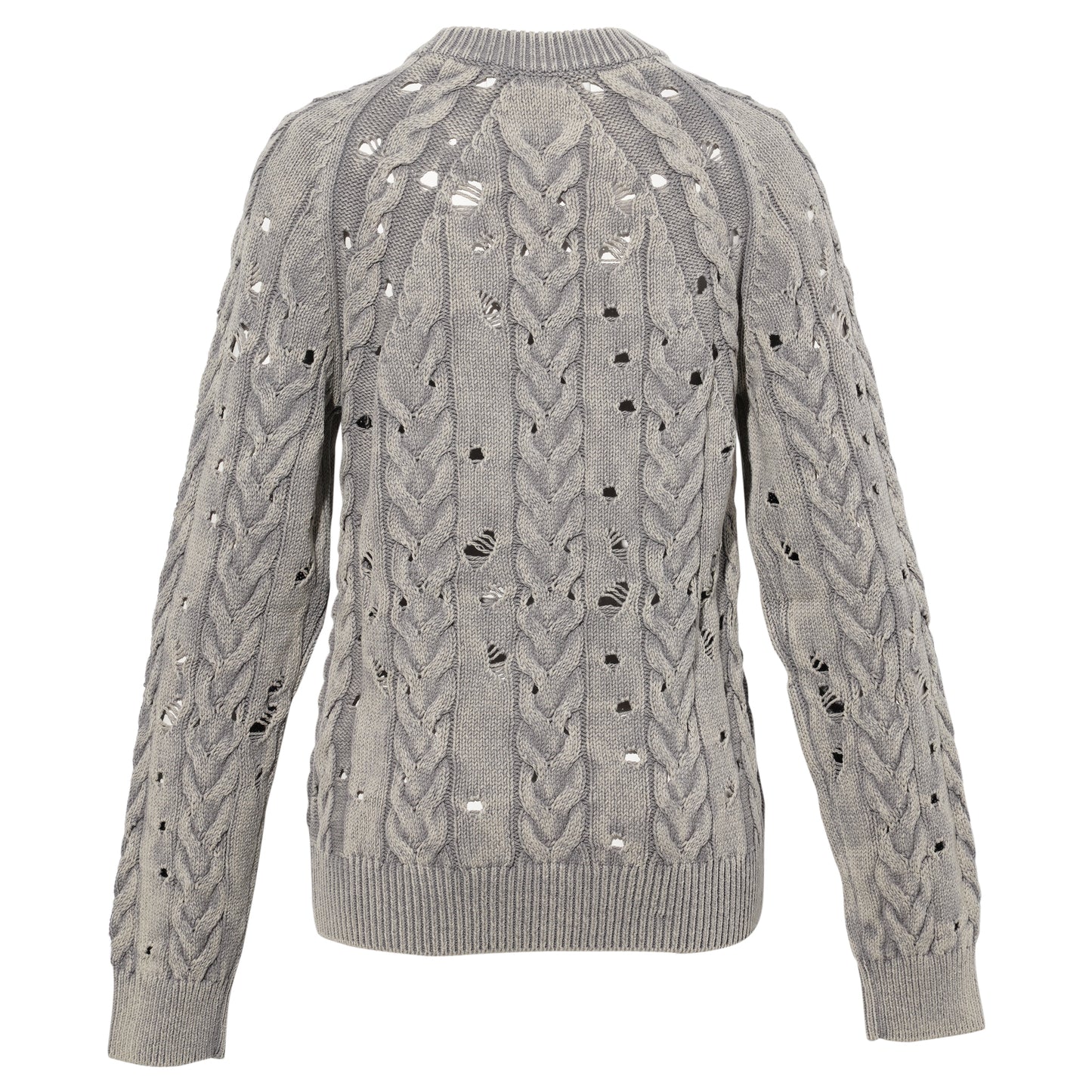 GREY DISTRESSED ROUND NECK SWEATER / GREY