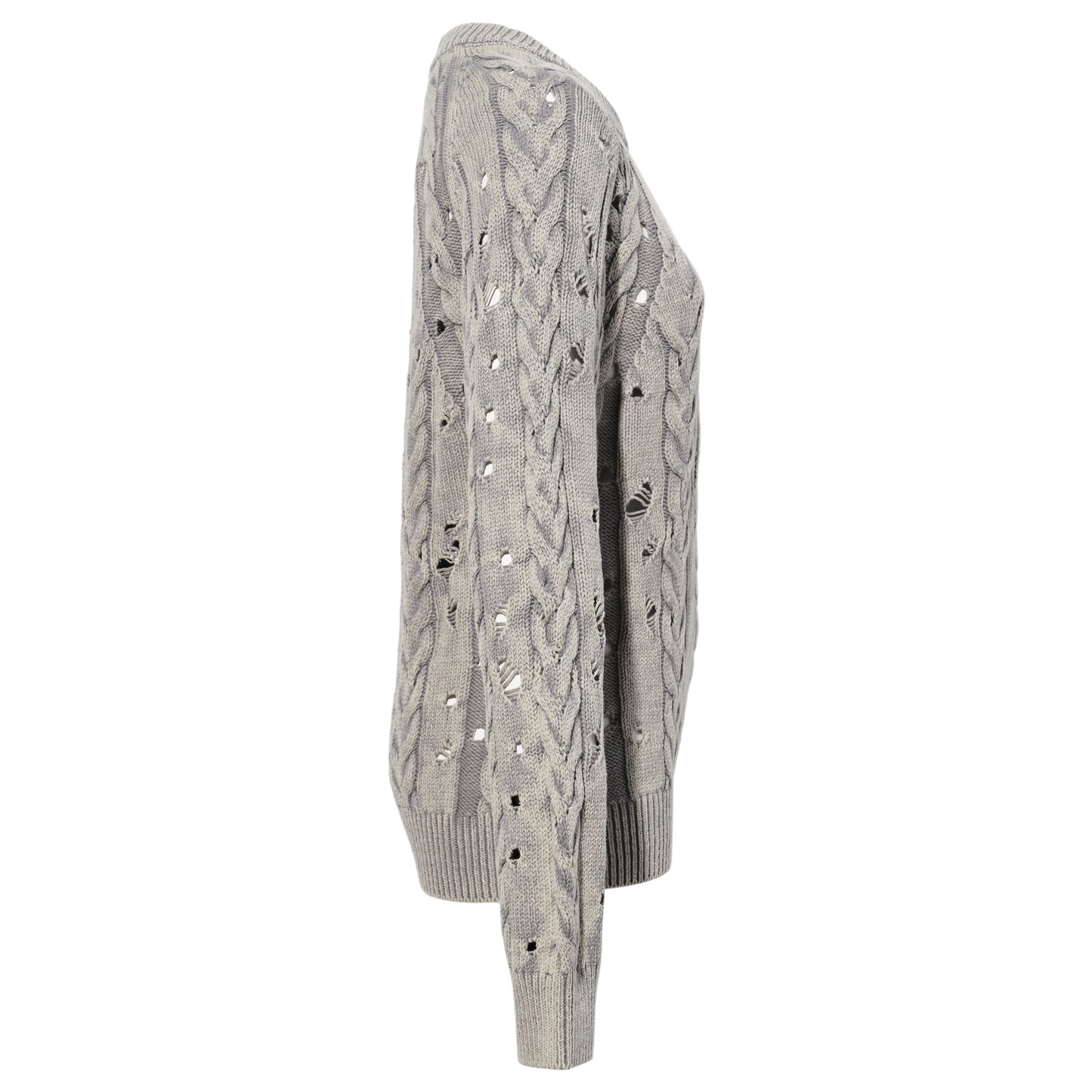 GREY DISTRESSED ROUND NECK SWEATER / GREY