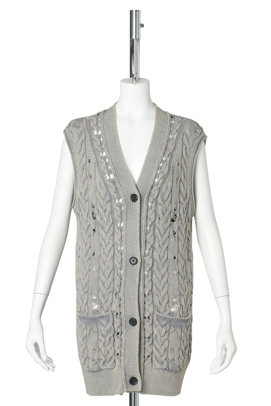 GREY DISTRESSED KNIT VEST / GREY