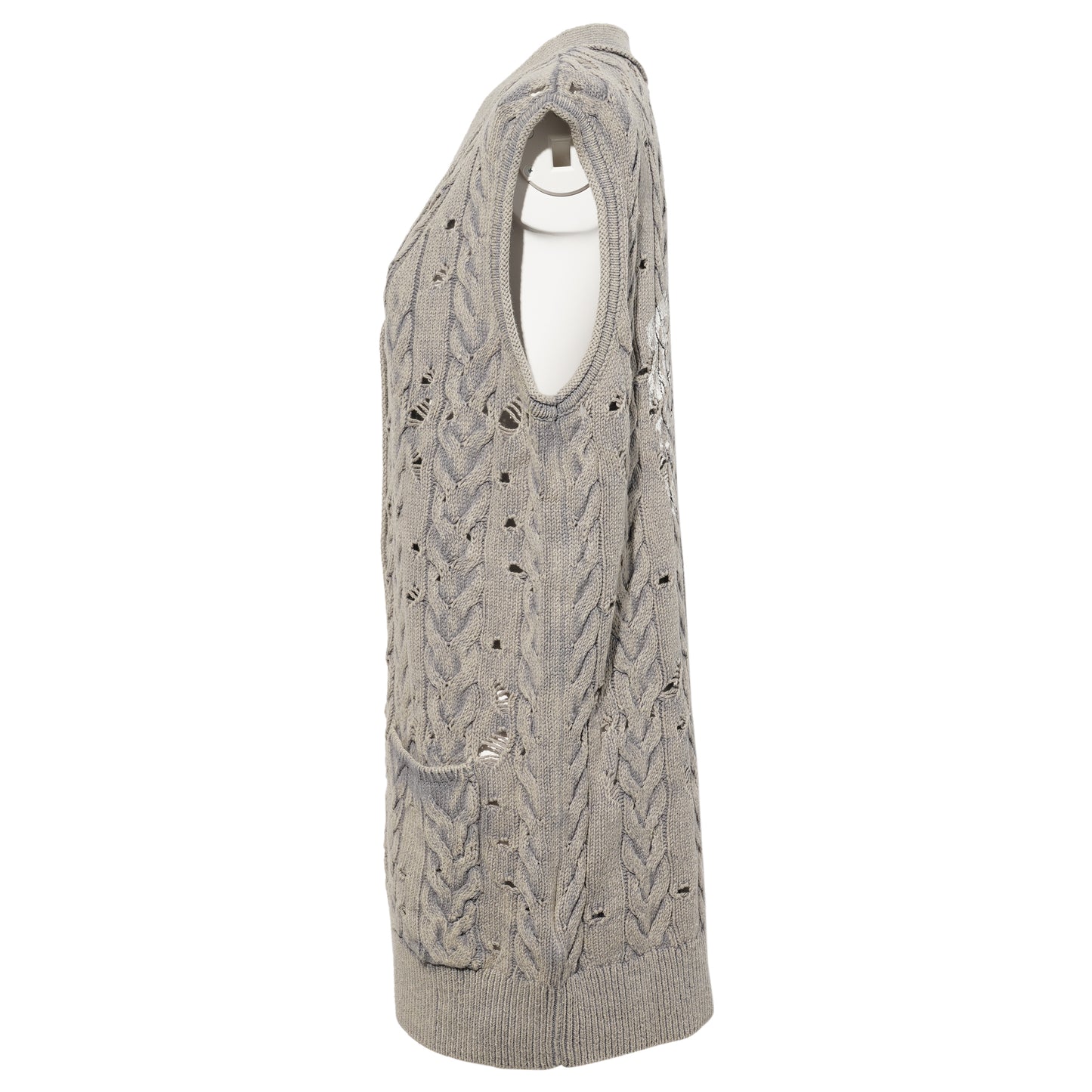 GREY DISTRESSED KNIT VEST / GREY