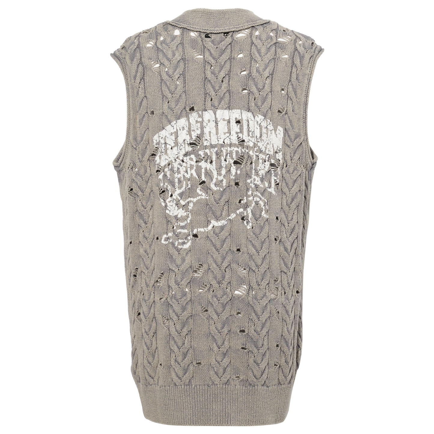 GREY DISTRESSED KNIT VEST / GREY