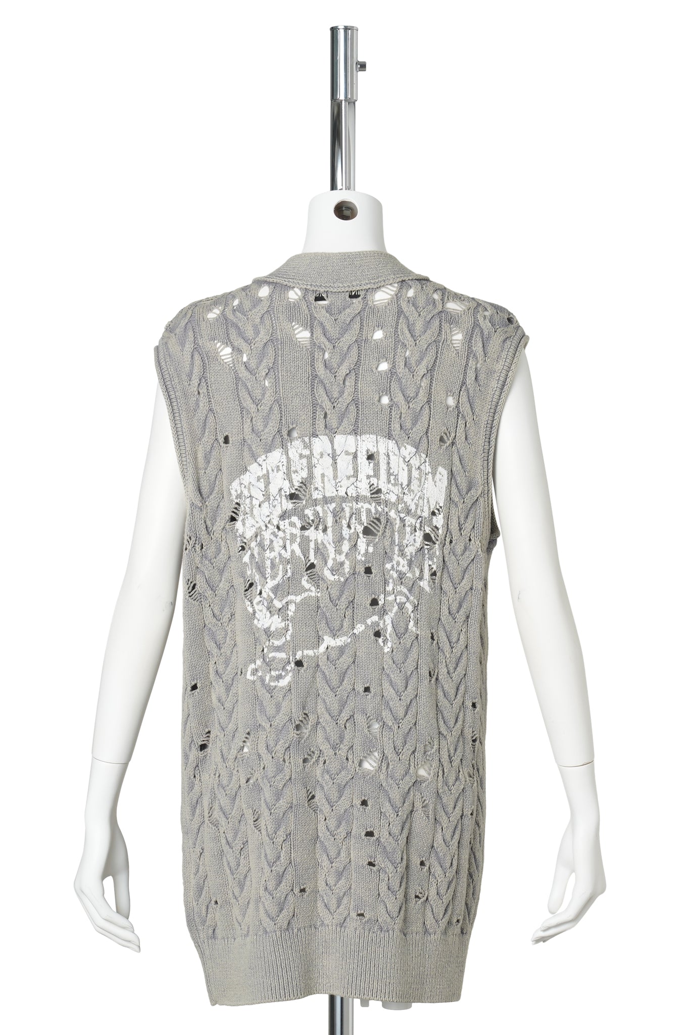 GREY DISTRESSED KNIT VEST / GREY