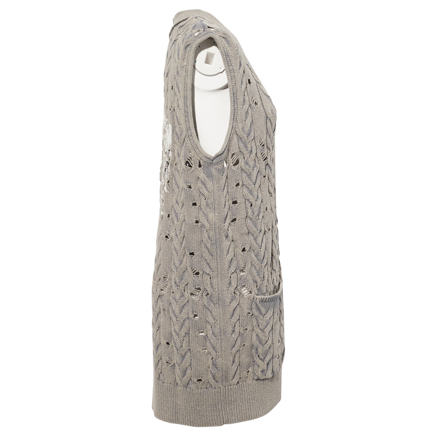 GREY DISTRESSED KNIT VEST / GREY