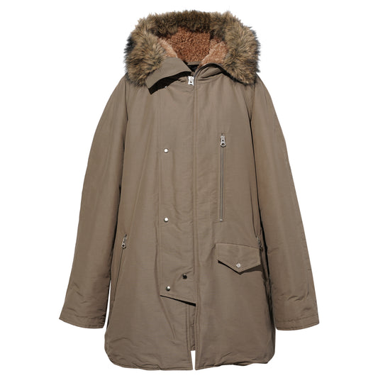 OLIVE FAUX-FUR COLLAR PARKA / OLIVE