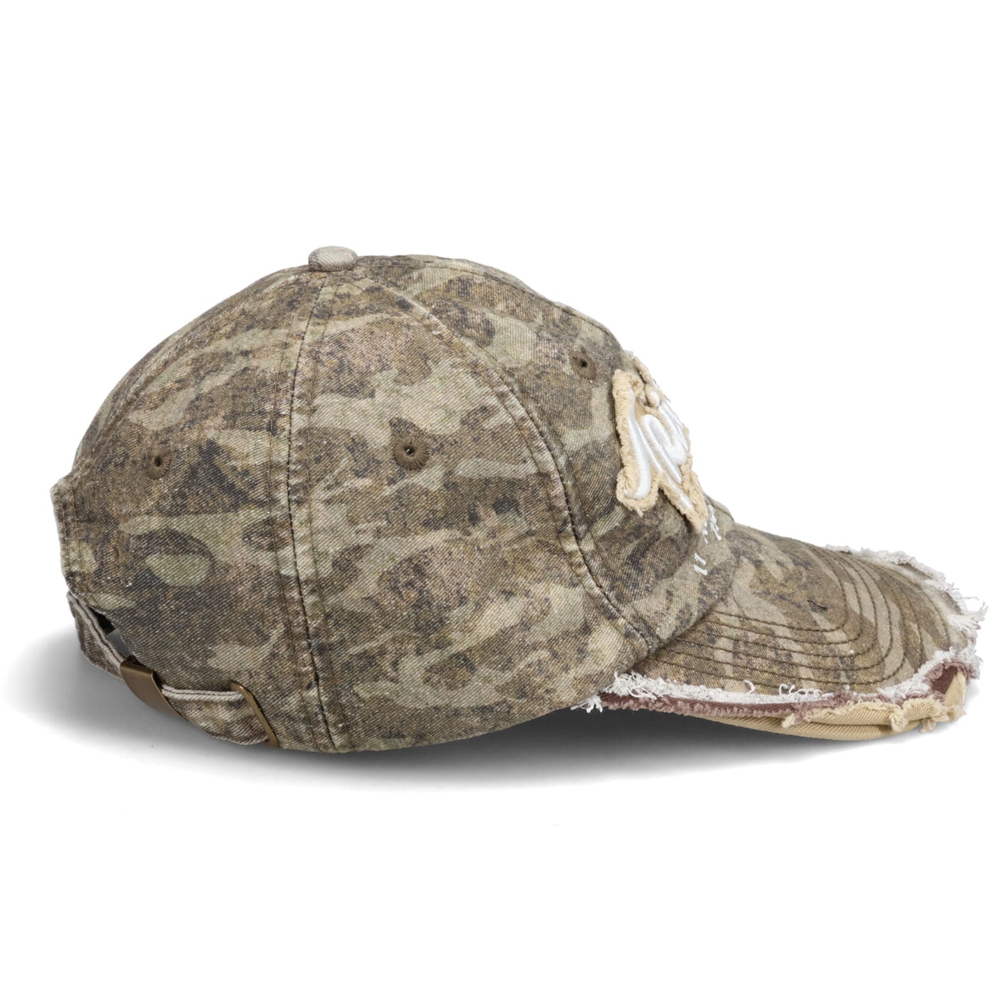 CAMOUFLAGE PATTERN DISTRESSED WASHED EMBROIDERED BASEBALL CAP / CAMOUFLAGE